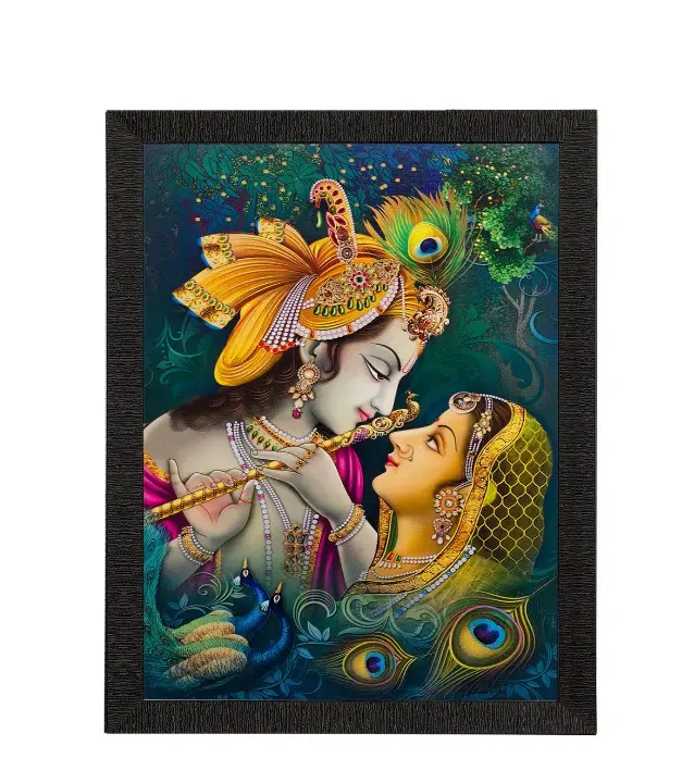 Radha Krishna Painting Digital Printed Religious Wall Art