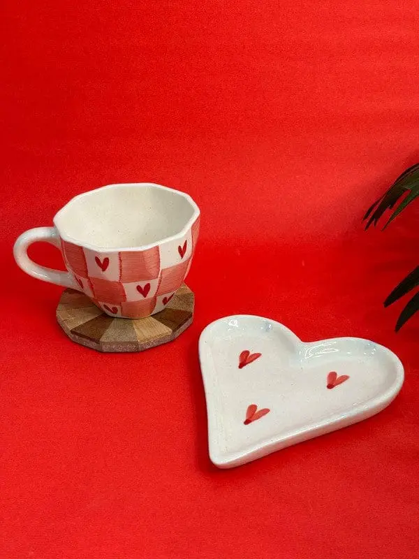 Mug and Heart Shape Saucer