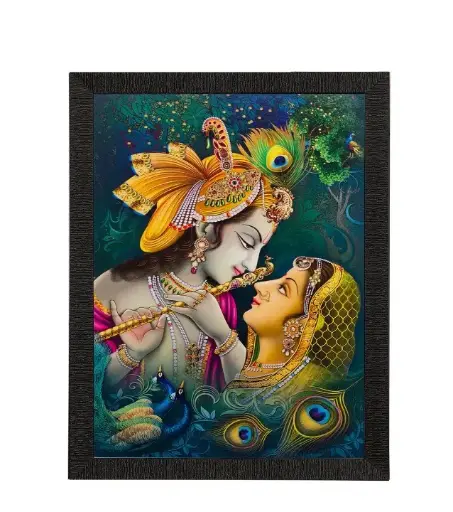 Radha Krishna Painting Digital Printed Religious Wall Art